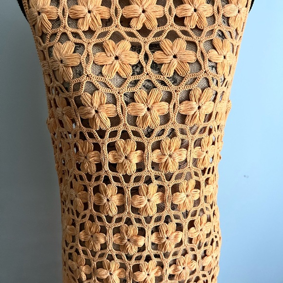 ZARA NEW WOMAN LONG KNIT FLORAL DRESS ORANGE size L - Picture 6 of 8